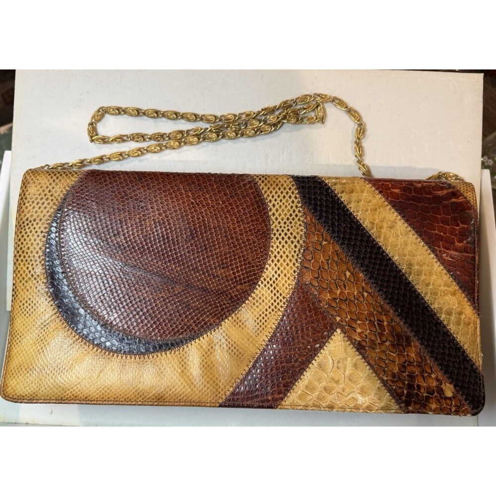 Vintage Bags By Supreme Clutch Handbag Python Snakeskin Leather